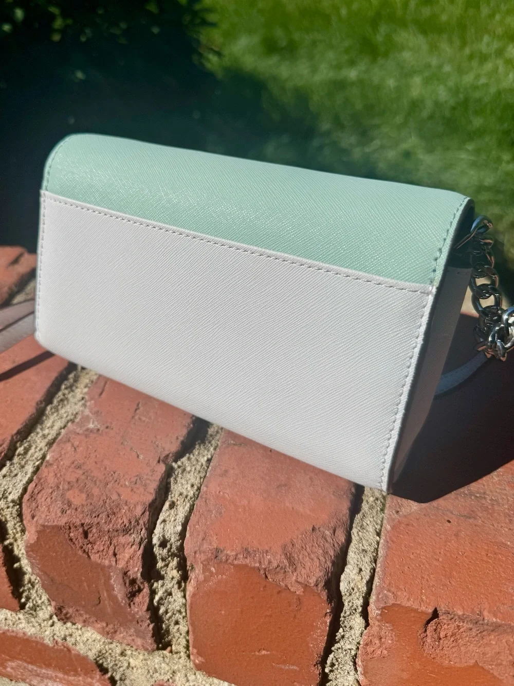 Kate Spade Cameron Spring Meadow Mint & White Crossbody Bag & Cardholder NWOT